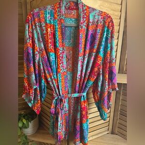 Josie Natori Colorful Patchwork Kimono